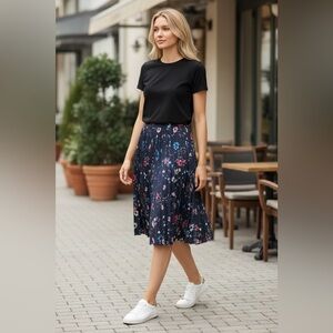 Balenciaga Black Floral Midi Skirt